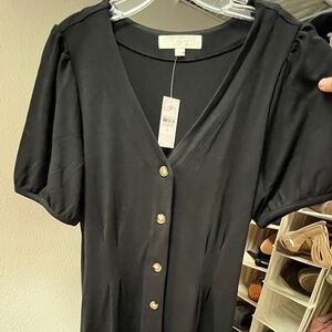 LOFT short sleeve sweater dress black size 10